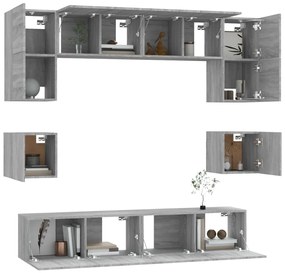 vidaXL Σετ Επίπλων Τηλεόρασης 8 Τεμ. Γκρι Sonoma Επεξεργασμένο Ξύλο