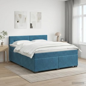 vidaXL Κρεβάτι box spring με στρώμα Σκούρο Μπλε 140 x 200 cm Βελούδο