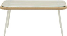 Σαλόνι Bonanza pakoworld σετ 4τμχ rattan μπεζ-αλουμίνιο λευκό