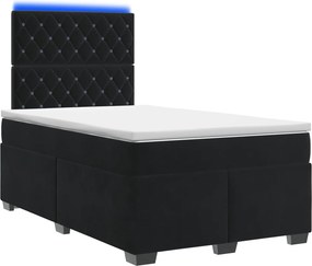 vidaXL Κρεβάτι box spring με στρώμα Μαύρο 120 x 200 cm Βελούδο