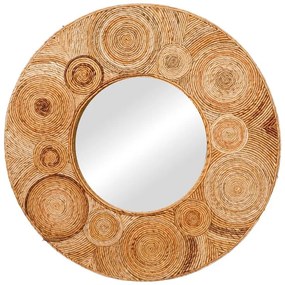 Καθρέπτης Klare Inart μπανάνα ξύλο σε φυσική απόχρωση Φ80x5εκ 80x80x5 εκ.