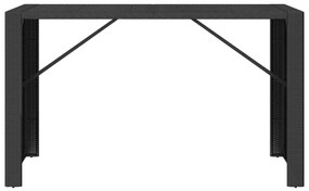 vidaXL Τραπέζι Μπαρ με Γυάλ. Επιφάνεια Μαύρο 185x80x110 εκ Συνθ. Ρατάν