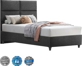 ΚΡΕΒΑΤΙ MILO ΑΠΟ ΓΚΡΙ ΥΦΑΣΜΑ HM646.01 ΓΙΑ ΣΤΡΩΜΑ 120x200 εκ.