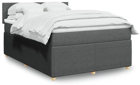 Κρεβάτι Boxspring με Στρώμα Σκούρο Γκρι 140x200 εκ Υφασμάτινο