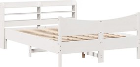 vidaXL Πλαίσιο Κρεβατιού με Κεφαλάρι Λευκό 140 x 190 εκ. Μασίφ Πεύκο
