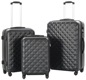 vidaXL Σετ Βαλιτσών Τρόλεϊ με Σκληρό Περίβλημα 3 τεμ. Μαύρο από ABS