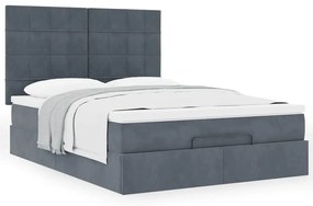 Οθωμανικό κρεβάτι με στρώματα Σκούρο γκρι 140x190cm Βελούδο