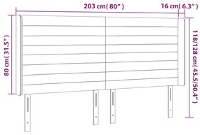 vidaXL Κεφαλάρι Κρεβατιού LED Σκούρο Καφέ 203x16x118/128εκ. Υφασμάτινο