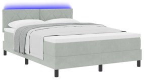 vidaXL Κρεβάτι με Στρώμα & Φωτισμό LED Γκρι 140x200 εκ Βελούδινο