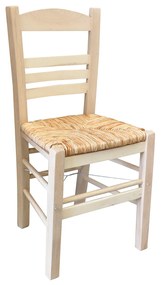 Καρέκλα ΣIΦNOΣ Ξύλινη Άβαφη Με Ψάθα Αβίδωτη 43x40x87cm