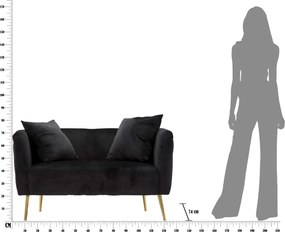 Διθέσιος Καναπές Μαύρος BUCAREST 74x127x71