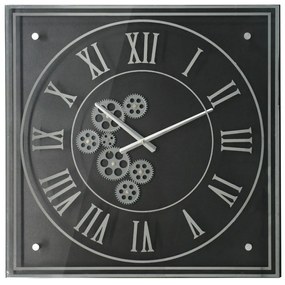 Artekko Clock Ρολόι Τοίχου με Γρανάζια Μέταλλο Γυαλί Μαύρο (61x61x6)cm Artekko 45735