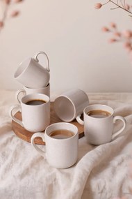Σετ 6 τεμαχίων κεραμικές κούπες 10 cm 450 ml μοντέρνου στυλ Κρεμ