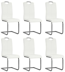 Καρέκλες Τραπεζαρίας «Πρόβολος» 6 τεμ. Λευκές Συνθετικό Δέρμα