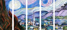 Αναπαραγωγή εικόνας 5 μερών Starry Night - Vincent van Gogh - 100x50