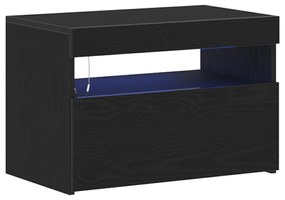 vidaXL Ντουλάπα τηλεόρασης με LED Φωτισμό σε Μαύρο Δρυ 60x35x40 εκ. Κατασκευασμένη από επεξεργασμένο ξύλο