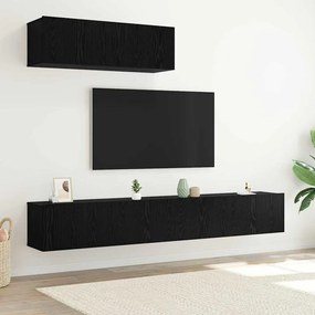 vidaXL Σετ 3 τεμαχίων TV  τοίχου Μαύρης Δρύς Επεξεργασμένου Ξύλου