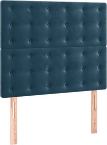 vidaXL Κρεβάτι Boxspring με Στρώμα Σκούρο Μπλε 100x200 εκ. Βελούδινο