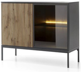 Μπουφές Με Βιτρίνα Sento 21s 104x39x83cm Anthracite Μελαμίνη,Γυαλί