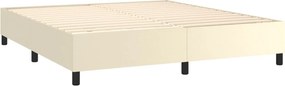 vidaXL Κρεβάτι Boxspring με Στρώμα &amp; LED Κρεμ 180x200 εκ. Συνθ. Δέρμα