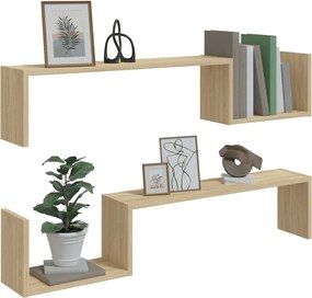 vidaXL Ραφιέρες Τοίχου 2 τεμ Sonoma Δρυς 100 x 15 x 50 εκ. Επεξ. Ξύλο