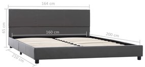 vidaXL Πλαίσιο Κρεβατιού Γκρι 160 x 200 εκ. από Συνθετικό Δέρμα
