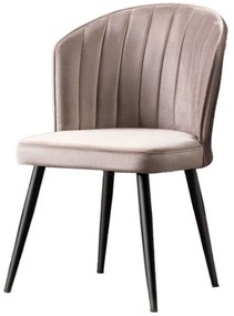 Καρέκλα Rubi (Σετ 4Τμχ) 107BCK1102 52x42x85cm Cappuccino-Black Mdf,Fabric