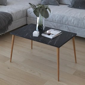 Τραπέζι σαλονιού Lonna  σε μαύρη όψη μαρμάρου 70x45x42εκ