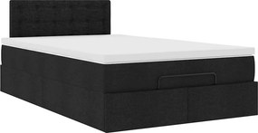 vidaXL Οθωμανικό κρεβάτι με στρώμα Μαύρο 120x200cm Ύφασμα