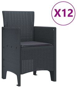 vidaXL 13 Τεμαχίων Σετ Τραπεζαρίας Κήπου με Μαξιλάρια Ανθρακί Πολυ Ρατάν