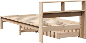vidaXL Κρεβάτι Βιβλιοθήκη Χωρίς Στρώμα 75x190 εκ Μασίφ Ξύλο Πεύκο