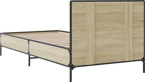 vidaXL Πλαίσιο Κρεβατιού Sonoma Δρυς 90x200 εκ. Επεξ. Ξύλο &amp; Μέταλλο