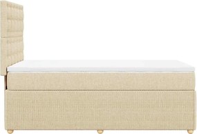vidaXL Κρεβάτι Boxspring με Στρώμα Κρεμ 90x200 εκ.Υφασμάτινο