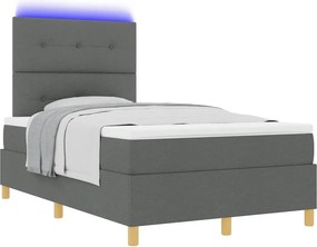 vidaXL LED Κρεβάτι με βάθρο Σκούρο Γκρι 120 x 200 cm ύφασμα