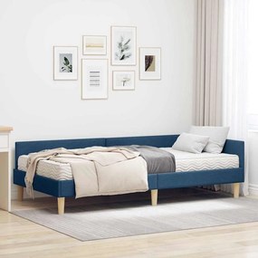 vidaXL Κρεβάτι γωνίας με στρώμα με στρώμα 2 pcs Μπλε ύφασμα