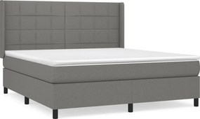 vidaXL Κρεβάτι Boxspring με Στρώμα Σκούρο Γκρι 180x200 εκ Υφασμάτιν