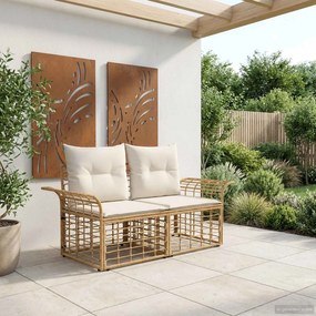 vidaXL Εξωτερικός Καναπές Αγάπης 2 pcs Φυσικό και Κρέμα Λευκό