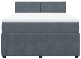 Κρεβάτι Boxspring με Στρώμα Σκούρο Γκρι 140x200 εκ. Βελούδινο - Γκρι