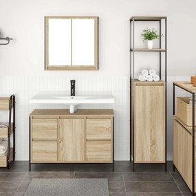 vidaXL Σετ Επίπλων Μπάνιου με συρτάρι 2 pcs Σονομα δρυς και Μαύρο