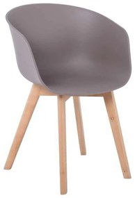 Πολυθρόνα OPTIM PP Sand Beige (Ξύλινο πόδι) 54x51x79cm (Σετ 4 ΤΕΜ)