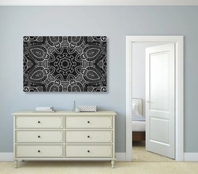 Εικόνα Mandala με ινδικό μοτίβο σε μαύρο & άσπρο - 120x80