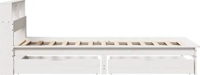 vidaXL Κρεβάτι Βιβλιοθήκη Χωρίς Στρώμα Λευκό 75x190 εκ Μασίφ Πεύκο
