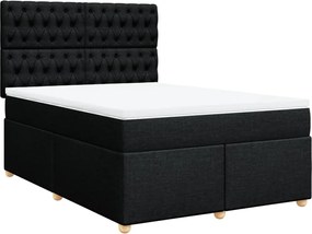 vidaXL Κρεβάτι Boxspring με Στρώμα Μαύρο 140x200 εκ. Υφασμάτινο