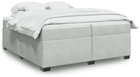 vidaXL Κρεβάτι Boxspring με Στρώμα Ανοιχτό Γκρι 200x200 εκ. Βελούδινο