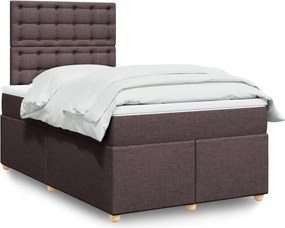 vidaXL Κρεβάτι Boxspring με Στρώμα Σκούρο Καφέ 120x190 εκ Υφασμάτινο