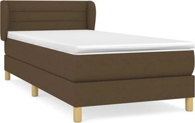 vidaXL Κρεβάτι Boxspring με Στρώμα Σκούρο Καφέ 100x200 εκ. Υφασμάτινο