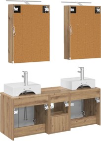 vidaXL Σετ Ντουλαπιών Μπάνιου 5 τμχ. Artisan Δρυς Επεξεργασμένο Ξύλο