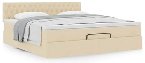vidaXL Οθωμανικό κρεβάτι με στρώμα Cream 180x200cm ύφασμα