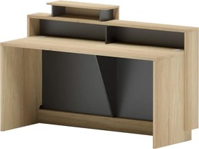 Γραφείο reception Lotus pakoworld σε φυσική-ανθρακί απόχρωση 160x60x105εκ