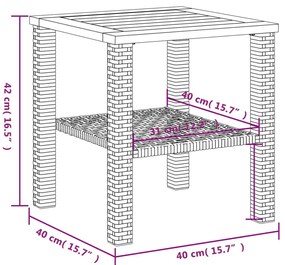 Τραπέζι Κήπου Μπεζ 40x40x42 εκ. Συνθετικό Ρατάν / Ξύλο Ακακίας - Μπεζ